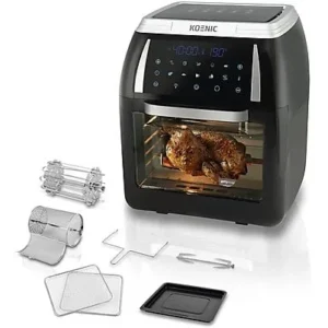 Fornetto elettrico KOENIC KAF 121821, 12l, 1800W, display LED, cestello girevole e estraibile, con teglia e girarrosto