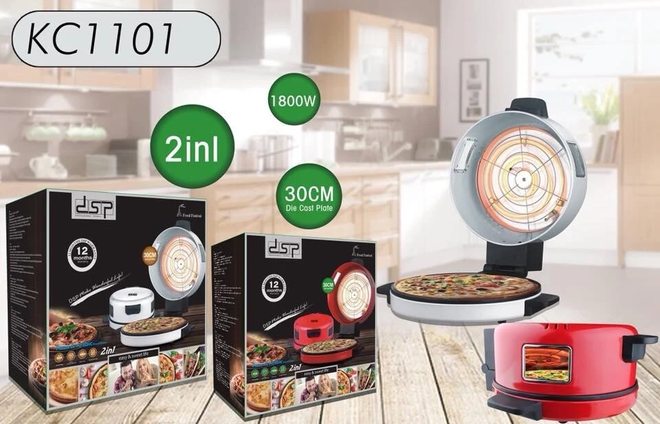 Forno Cuoci Pizza Elettrico Cucina 2 1 Fornetto Doppia Cottura 1800watt 30cm