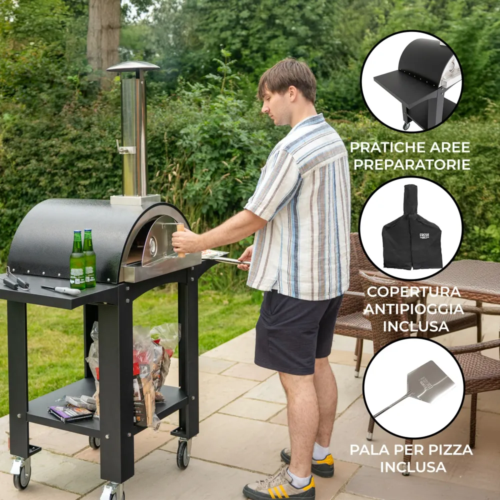 Forno per Pizza all'aperto Fresh Grills Extra Large con Unità di Preparazione