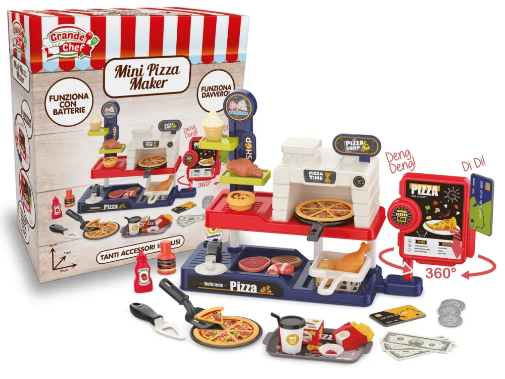 Grande chef mini pizza maker con accessori e funzionamento batteria