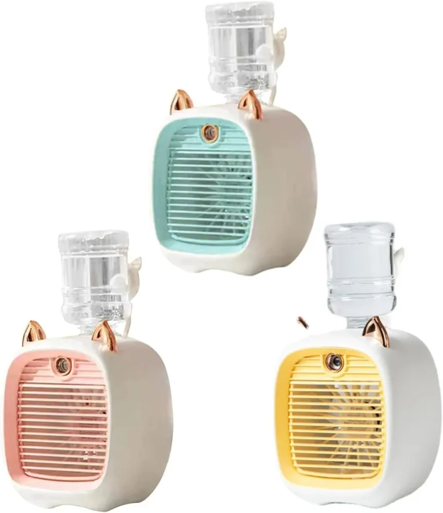 Mini Condizionatore d'Aria Portatile con Ventilatore, Umidificatore e Spray - 3 Velocità, USB Ricaricabile, Ideale per Cas...