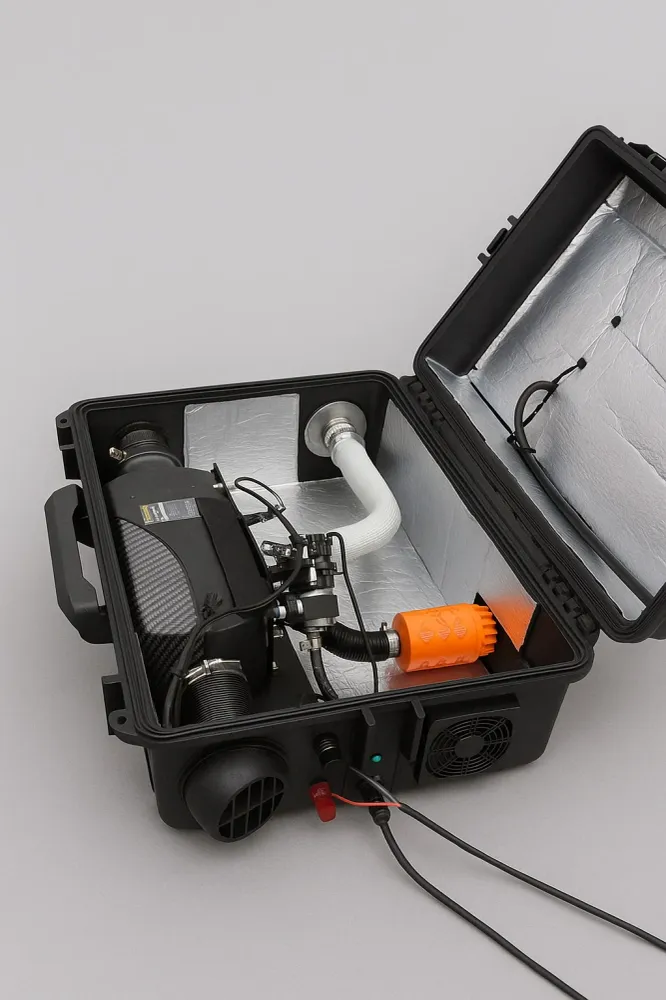 OverlandHeat – Riscaldatore Aria Diesel Portatile Valigetta IP65 per Tende da Tetto e Campeggio 12V/24V