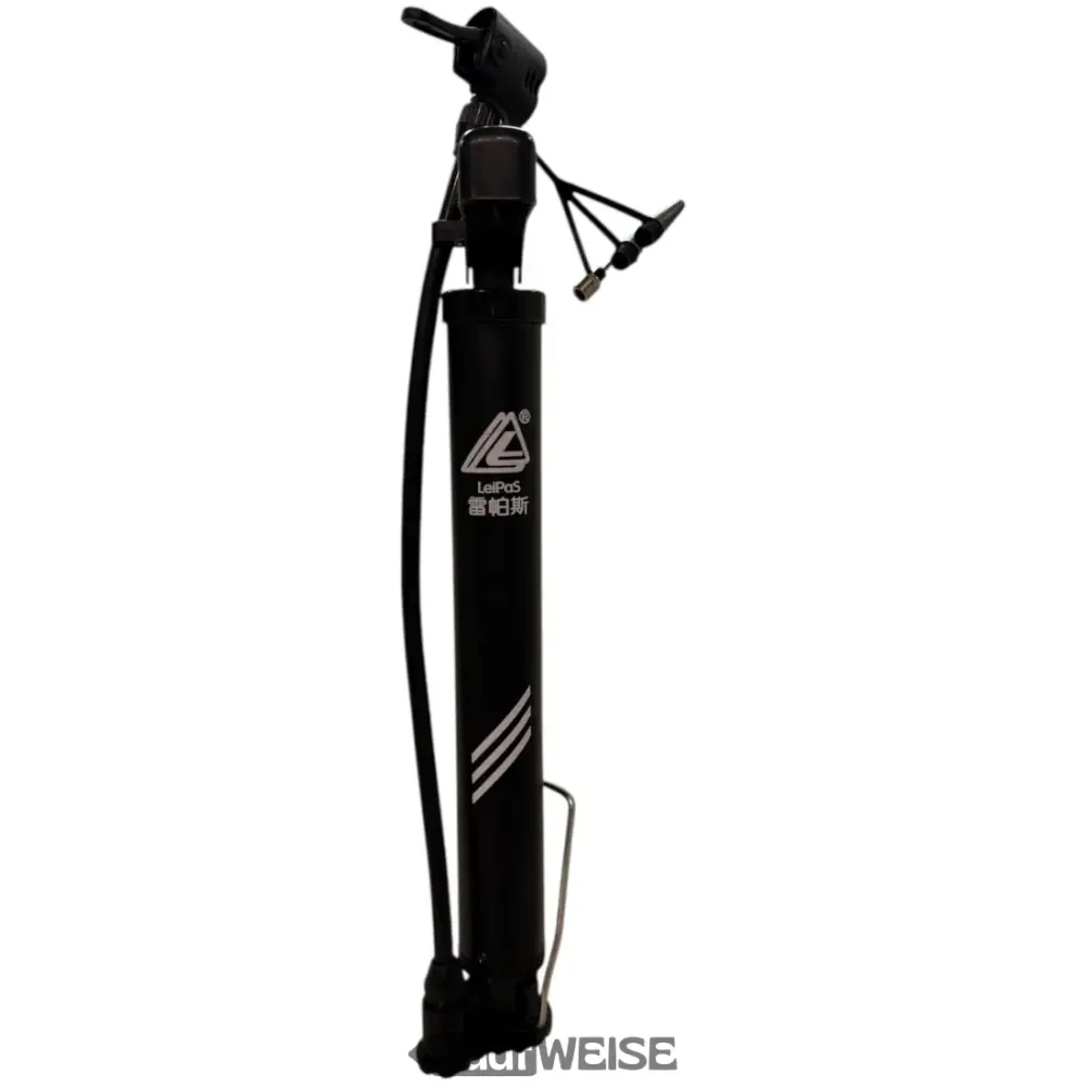 Pompa per bicicletta LeiPoS Mini Stand nera | Portatile e telescopica (33-52 cm) | Include 3 adattatori | Pompa ad aria co...