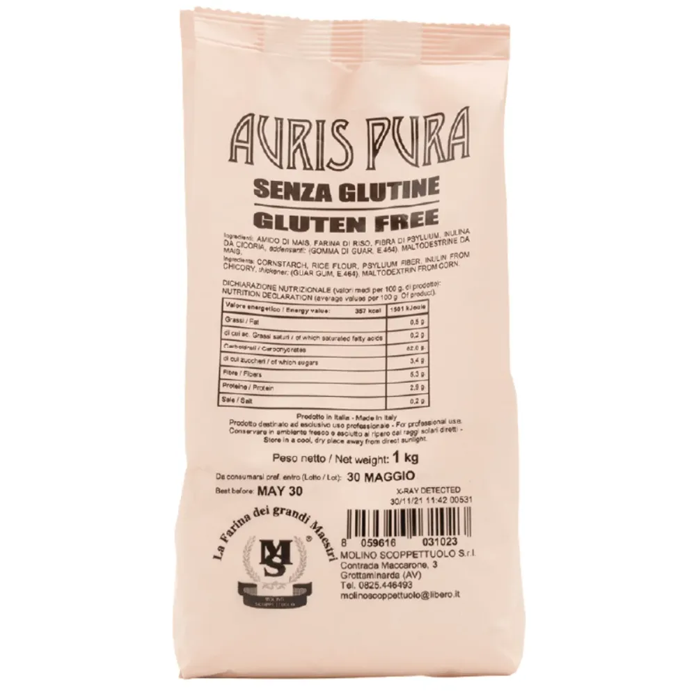 Preparato Senza Glutine Auris Pura Scoppettuolo 1 Kg | Mix Professionale Per Pizza Pane E Dolci