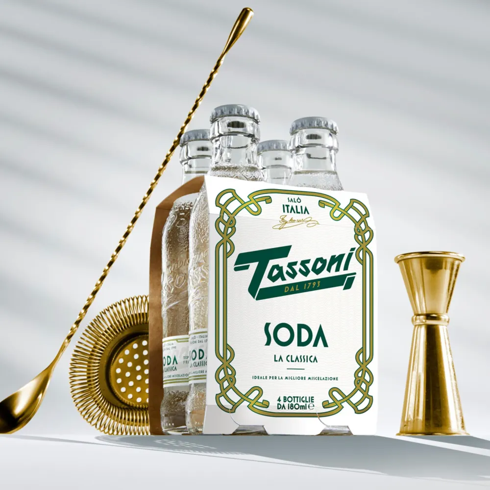 Tassoni Soda La Classica | Bottiglietta Vetro 18cl x 25 | Confezione da 25 Bottigliette Vetro da 180ml