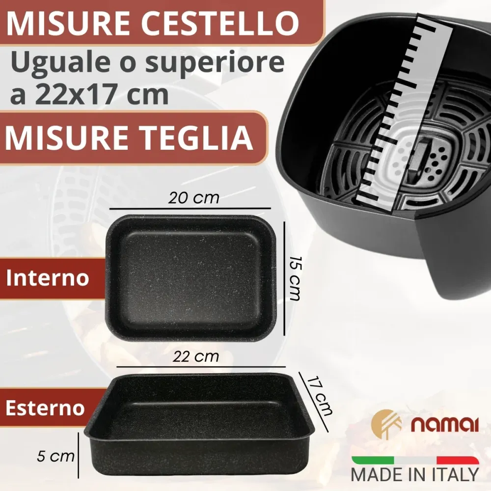 Teglia 20x15 - Teglia per Friggitrice ad Aria Rettangolare Professionale