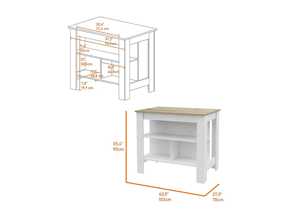 Set Caledon, 35.4/60 cm Al X 103/120 cm X 70/33.5 P cm, Bianco / Duna