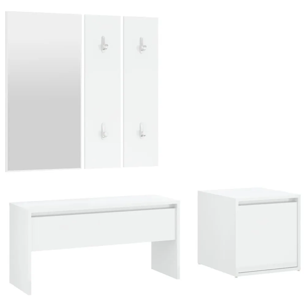 Set di Mobili da Corridoio Bianco Lucido Legno Multistrato