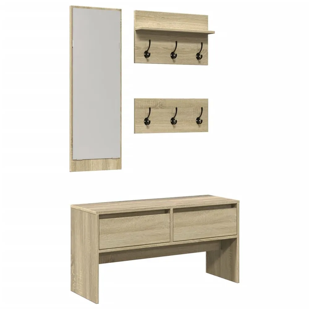 Set Mobili da Ingresso 4 pz Rovere Sonoma Legno Multistrato