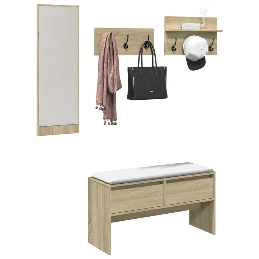 Set Mobili da Ingresso 4 pz Rovere Sonoma Legno Multistrato
