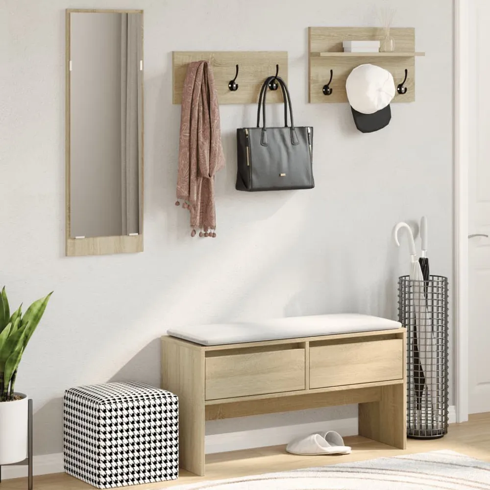 Set Mobili da Ingresso 4 pz Rovere Sonoma Legno Multistrato
