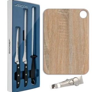 Set Prosciutto Serie Manhattan, Tagliere bar e pinze per prosciutto