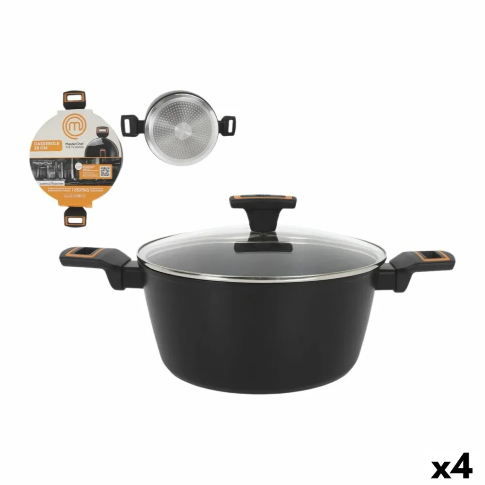 Casseruola con coperchio MasterChef 28 cm 2,5 mm (4 Unità)