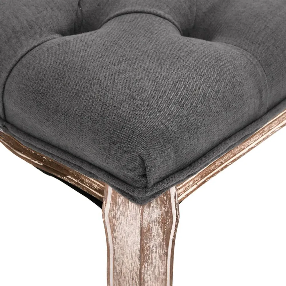 Panca Lino e Legno Massello 110x38x48 cm Grigio Tenebroso