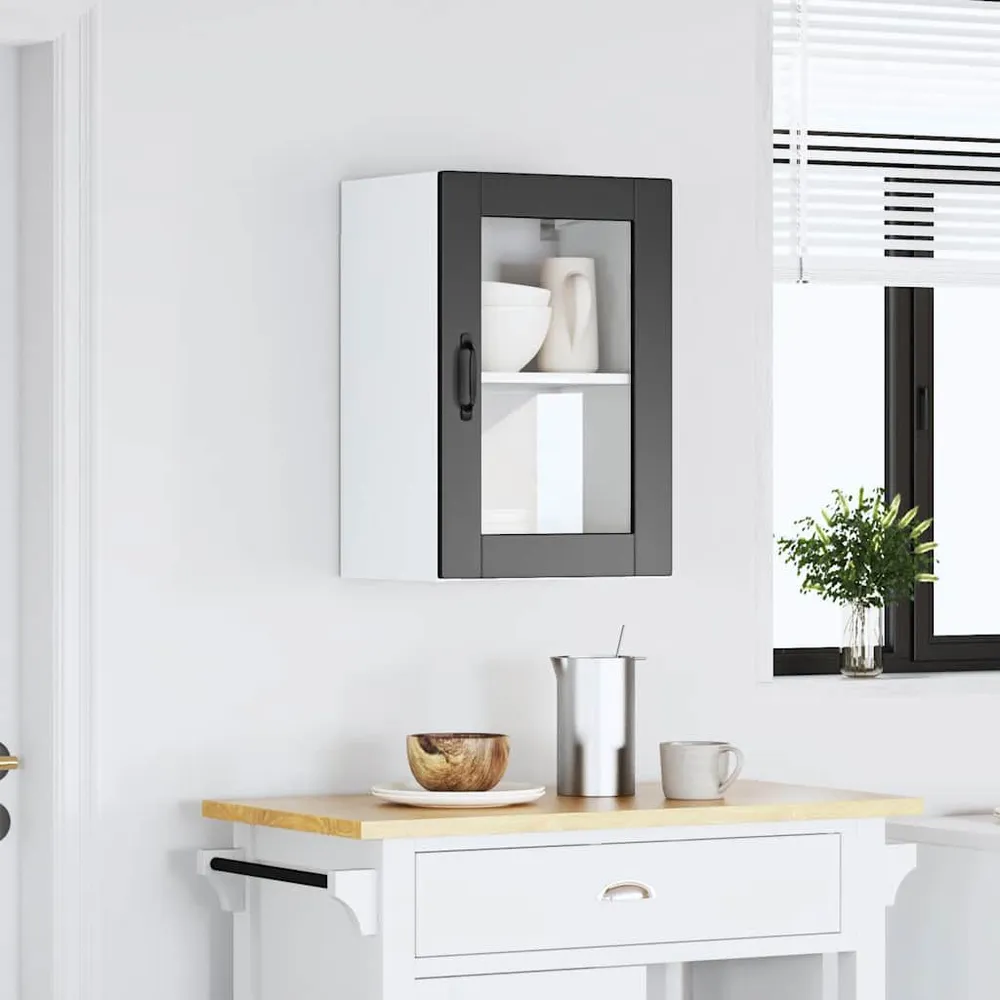 Pensile da Cucina con Porta Vetro Porto Nero - Antigoccia