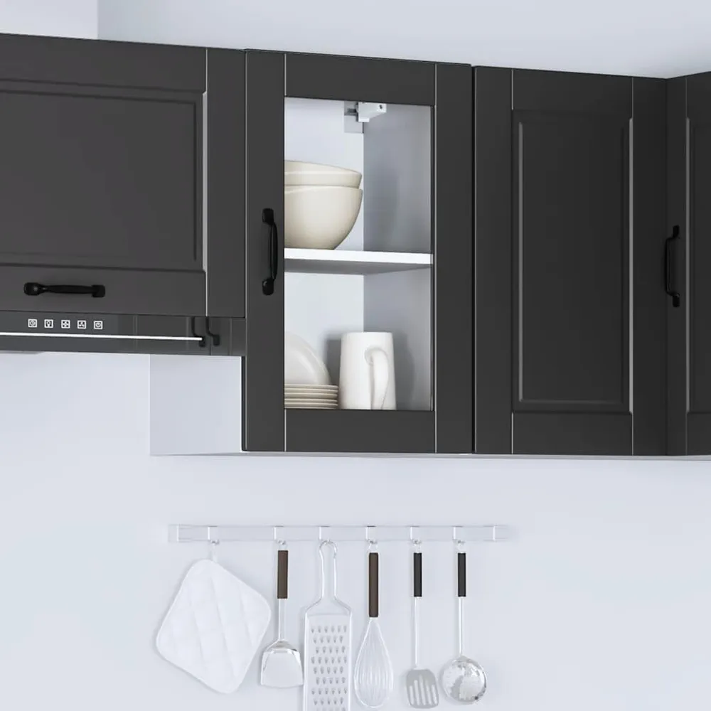 Pensile da Cucina con Porta Vetro Porto Nero - Antigoccia
