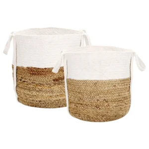 Set di 2 ceste iuta e cotone sabbia e bianco BELLPAT