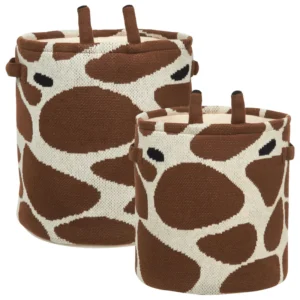 Set di 2 cesti cotone camoscio e marrone POMANG