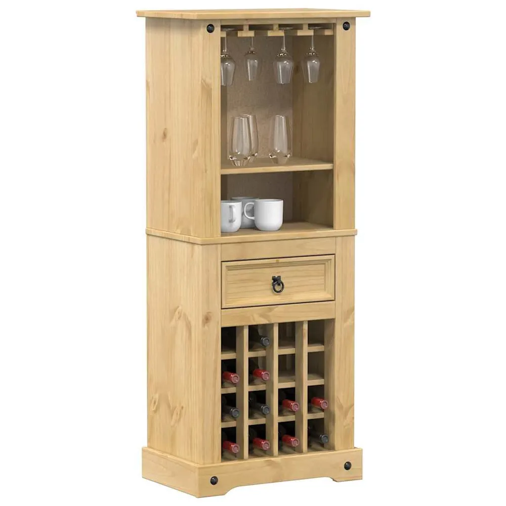 Portabottiglie Vino Corona 56x35x134,5cm Legno Massello di Pino Stackabile