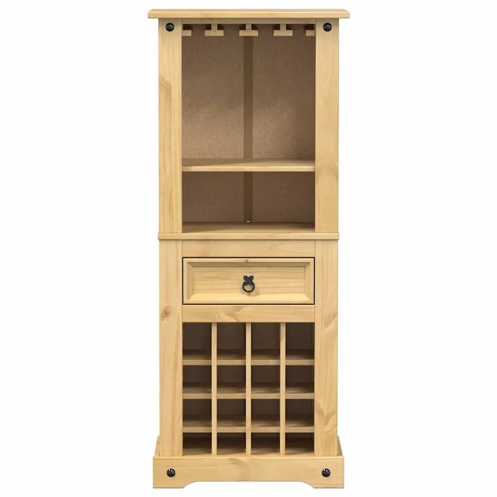 Portabottiglie Vino Corona 56x35x134,5cm Legno Massello di Pino Stackabile