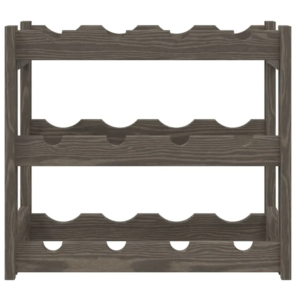 Portabottiglie per 12 Bottiglie Grigio Legno Massello di Pino