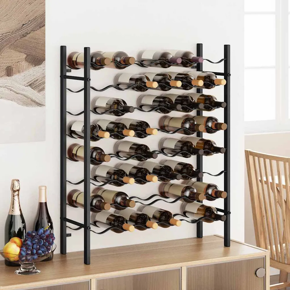 Portabottiglie per 48 Bottiglie di Vino Nero Metallo