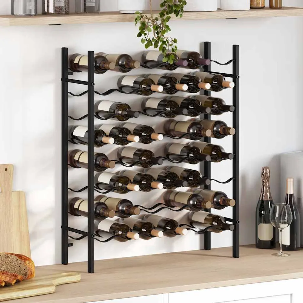 Portabottiglie per 48 Bottiglie di Vino Nero Metallo