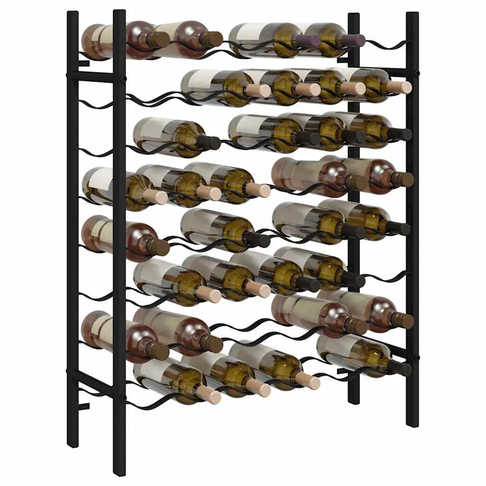 Portabottiglie per 48 Bottiglie di Vino Nero Metallo
