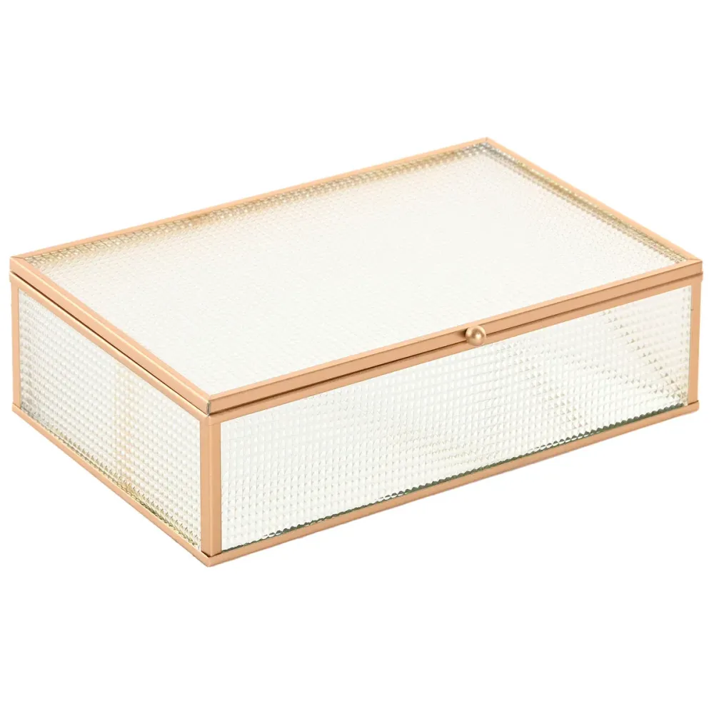 Scatola-Portagioie Home ESPRIT Dorato Metallo Cristallo 24 X 15 X 6,5 CM per Adulti