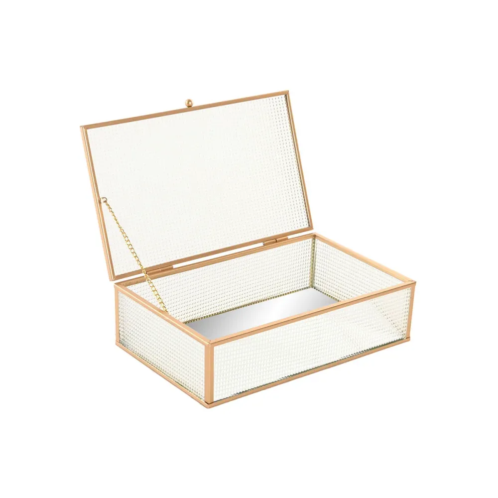 Scatola-Portagioie Home ESPRIT Dorato Metallo Cristallo 24 X 15 X 6,5 CM per Adulti