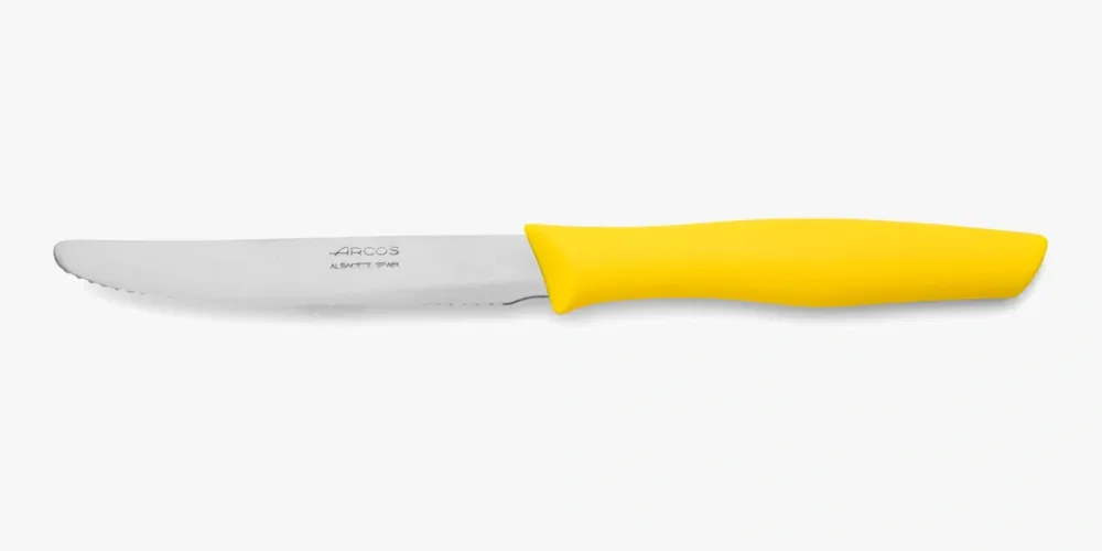 Coltello Tavola Colore Giallo Seghettato Serie Nova 110 mm