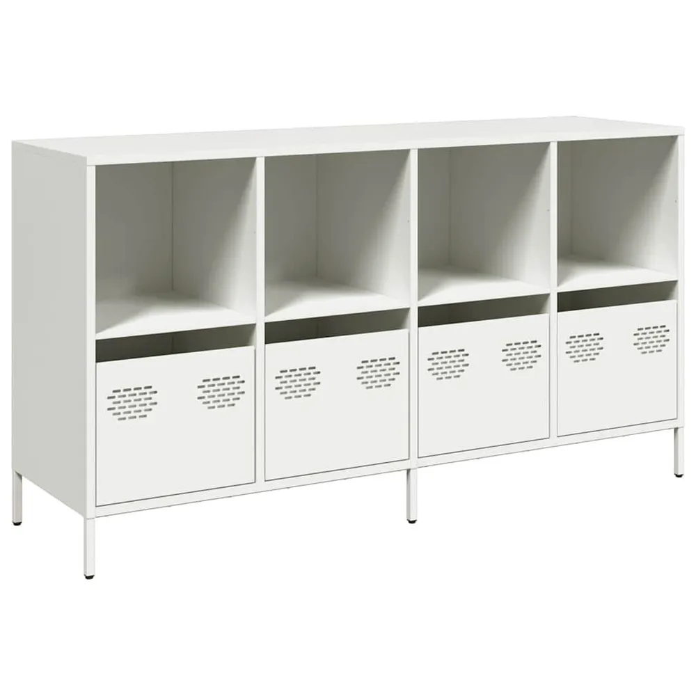 Credenza Bianca 135x39x73,5 cm Acciaio Laminato Polare