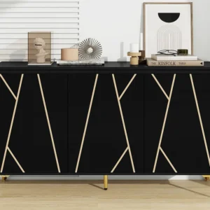 Credenza con 3 ante e ripiani regolabili - MDF - stile attuale - Nera