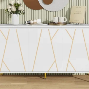 Credenza con 3 ante e ripiani regolabili - MDF - stile recente - Bianco