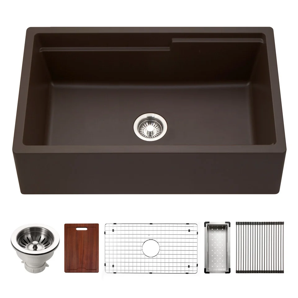Houzer Quartztone Granite Workstation Kitchen Sink Mocha W-133 MOCHA-C
