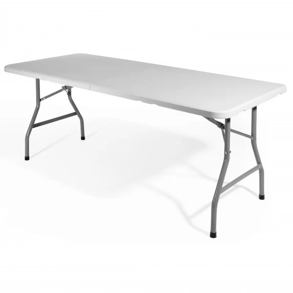 Klappbarer Tisch im Kofferstil aus weißem Harz mit Eisengestell 180x70x74 Sale