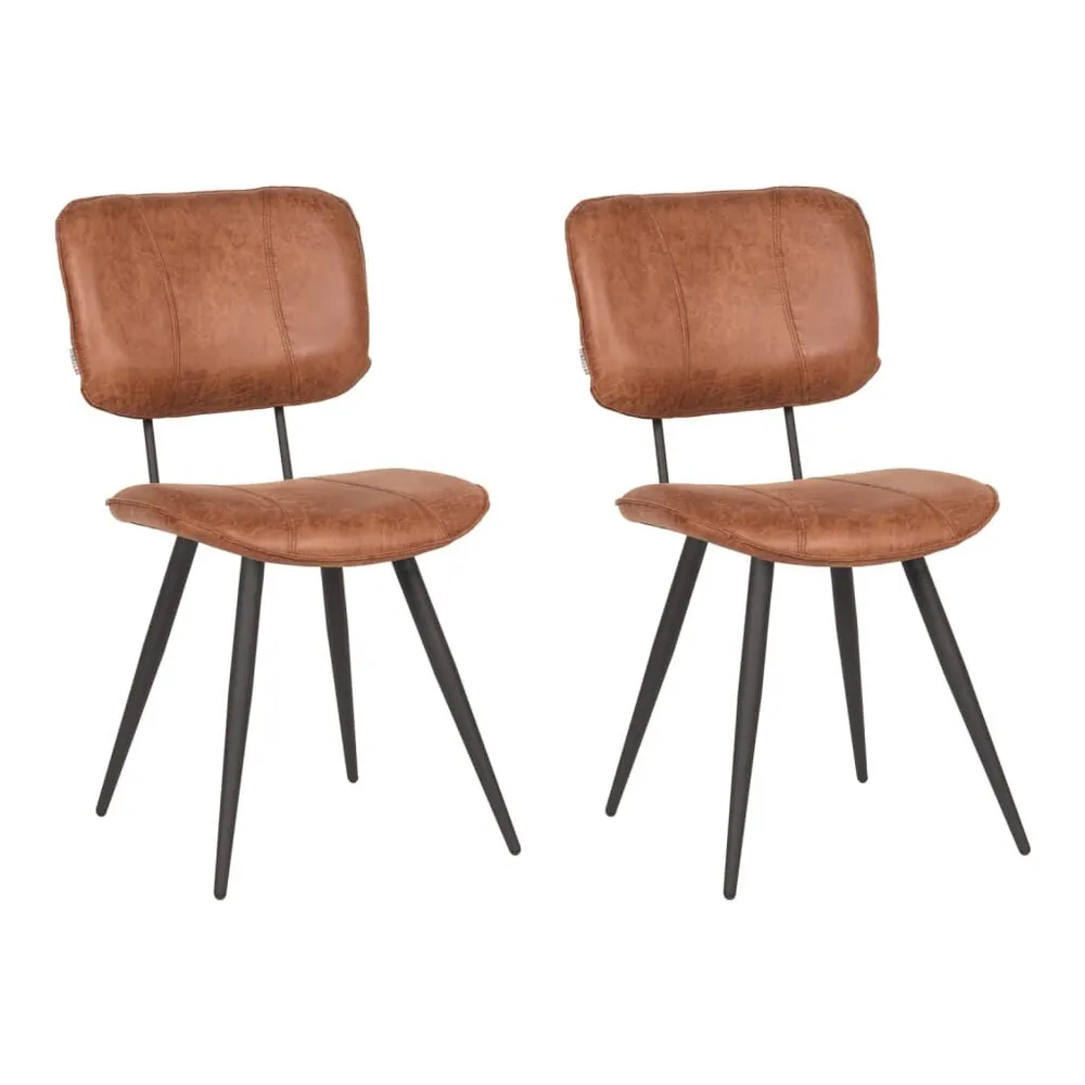 LABEL51 Sedie da Pranzo 2 pz Fos 49x60x87 cm Cognac