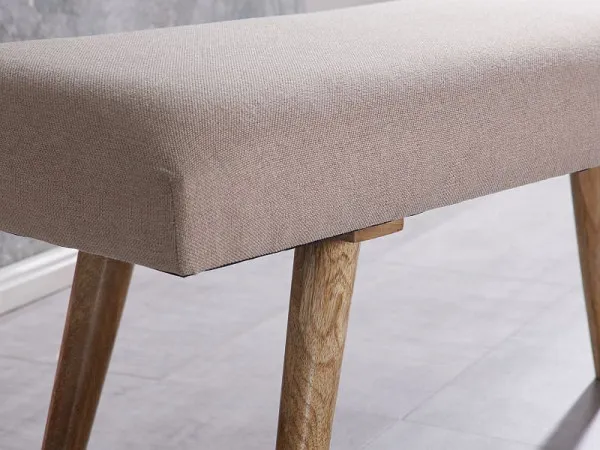Panca Wohnling SALIM panca tessuto / legno massello nocciola 117x51x38 cm stile retrò WL5.329