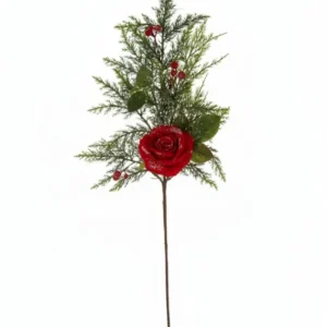 Rametto Natalizio con rose e bacche 75CM