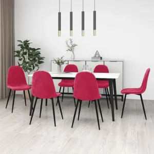 Sedie da Pranzo 6 pz Rosso Vino Velluto