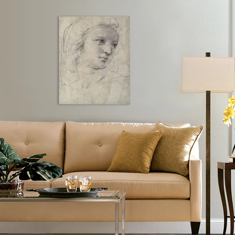 Stampa su tela Ritratto matita di Muse Arte da parete strutturata minimalista per sala da pranzo