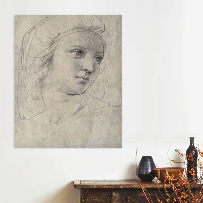 Stampa su tela Ritratto matita di Muse Arte da parete strutturata minimalista per sala da pranzo