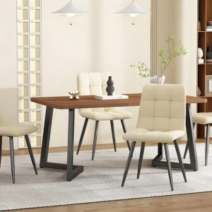 Tavolo da pranzo - piano con venature del legno - gambe metallo nero - 117x68 cm