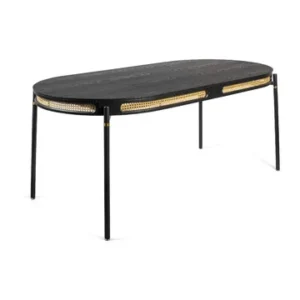 Tavolo da pranzo Webbing 6 posti legno nero e rattan Bold Monkey - 180cm