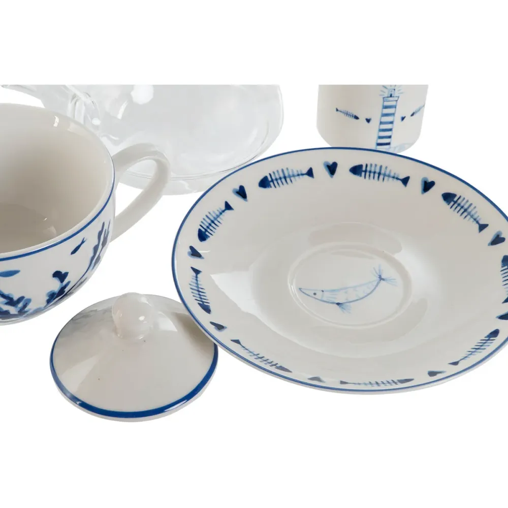 Teiera Home ESPRIT Azzurro Bianco Cristallo Porcellana