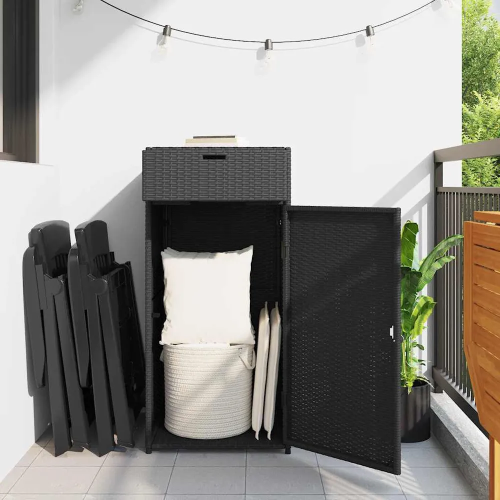 Armadietto Portaoggetti da Giardino Nero 55x55x111cm Polyrattan
