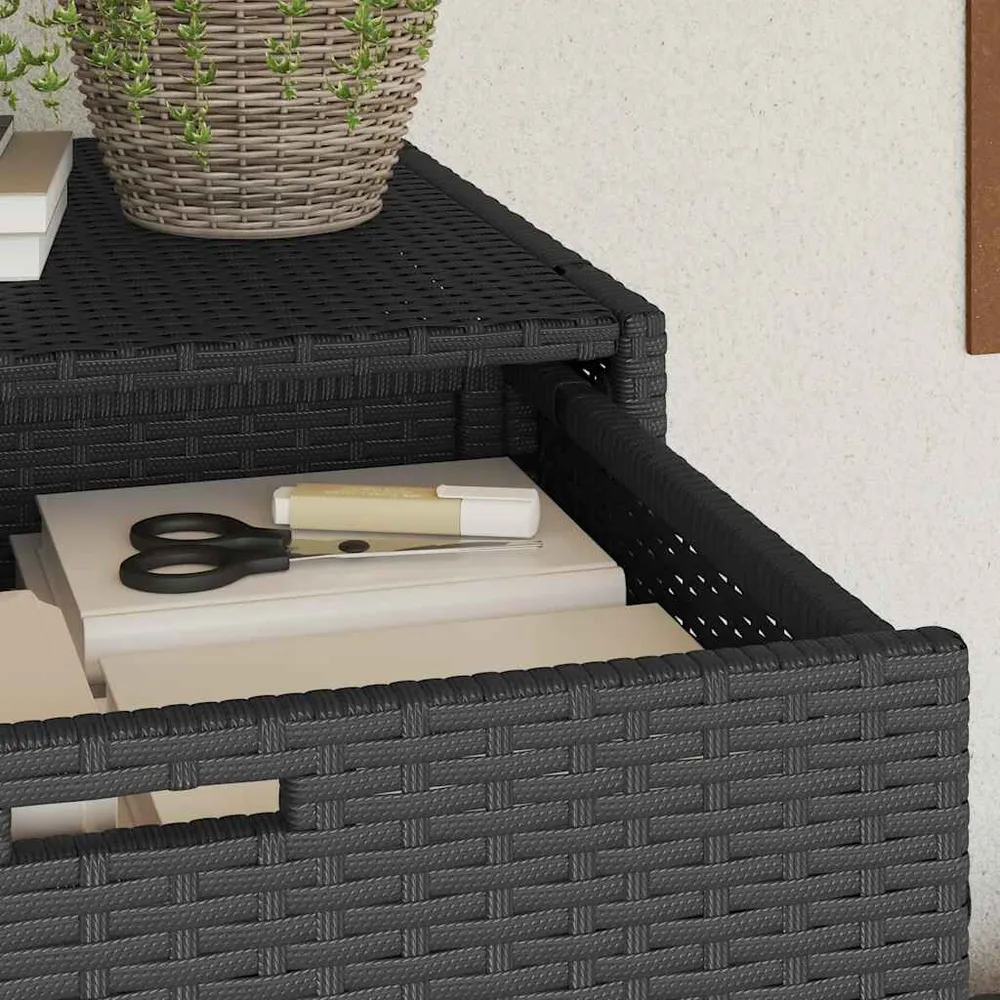 Armadietto Portaoggetti da Giardino Nero 55x55x111cm Polyrattan