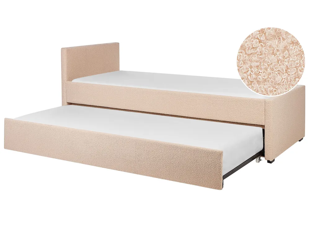 Boucle EU Small Individuale Trundle Bed Peach Pink MARMANDE