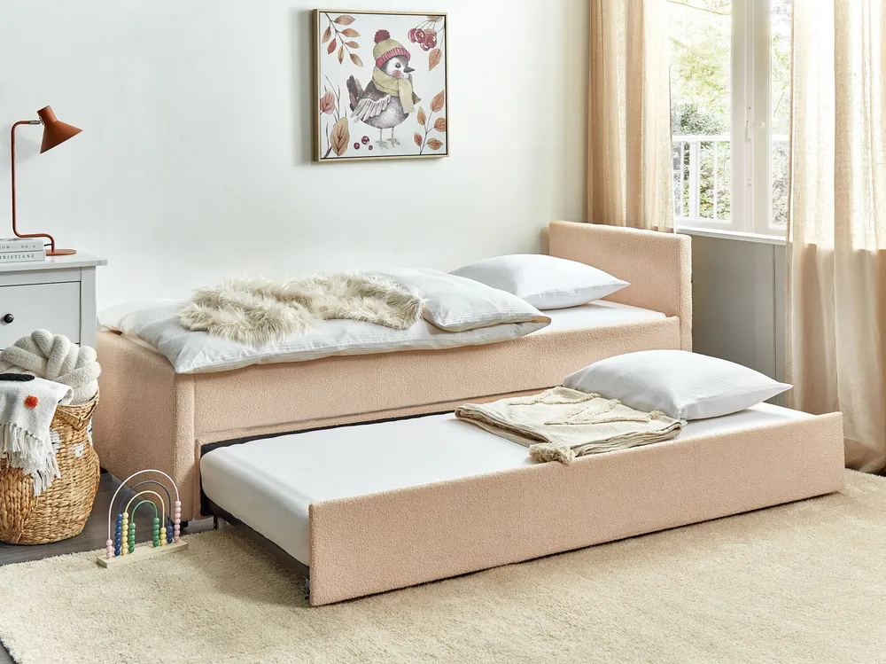 Boucle EU Small Individuale Trundle Bed Peach Pink MARMANDE