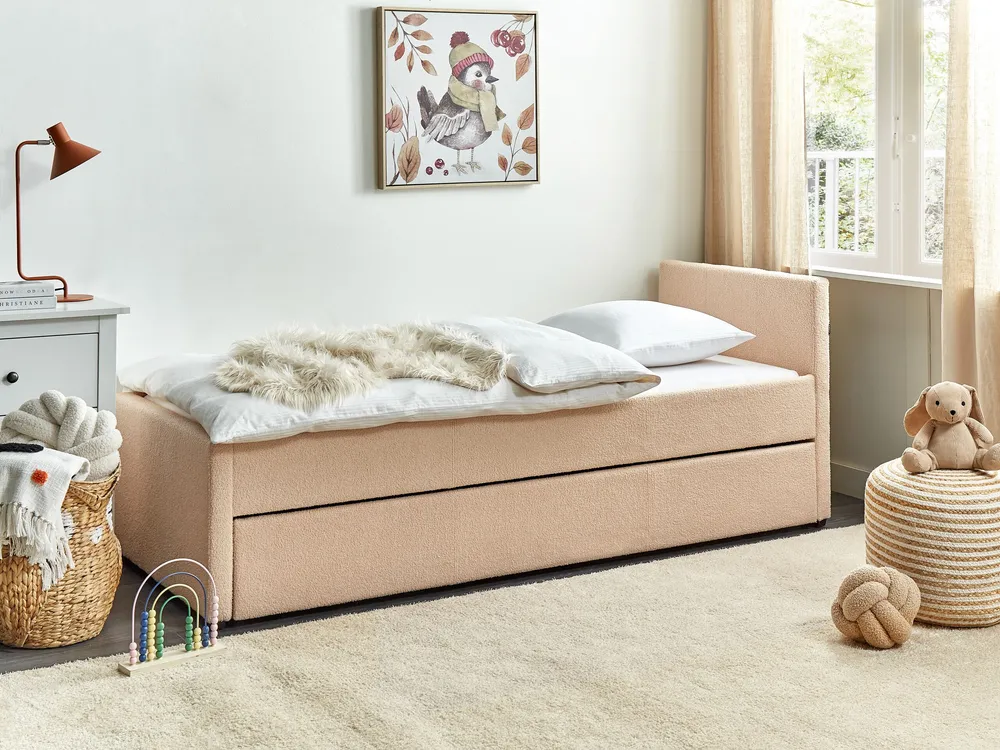 Boucle EU Small Individuale Trundle Bed Peach Pink MARMANDE